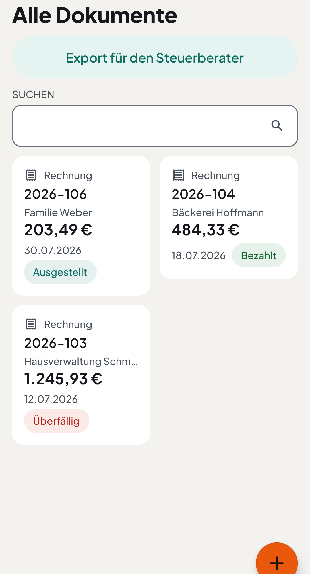 Fertige E-Rechnungen in der vuco-App