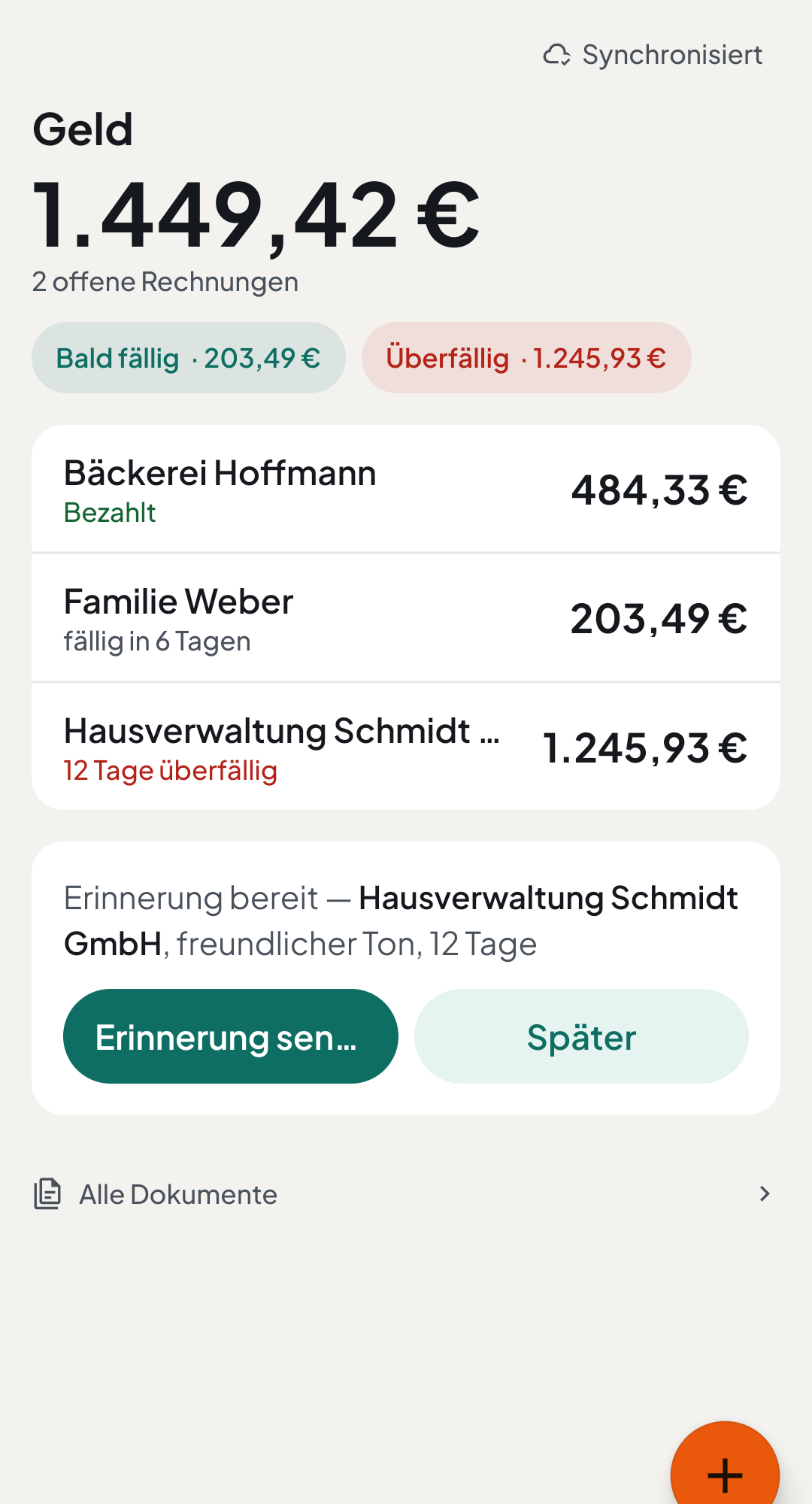 Geldeingang im vuco Radar